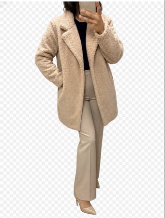 🧥 Damen Teddy-Mantel – Beige – Grösse XS/S