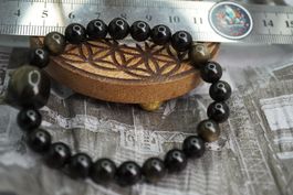 Golden Cat: Goldobsidian-Armband – Royal Night (8mm) 🐱🌕✨