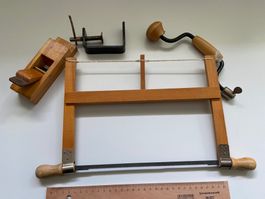 Werkzeugset, Säge, Bügelsäge, Hobel,Handbohrer