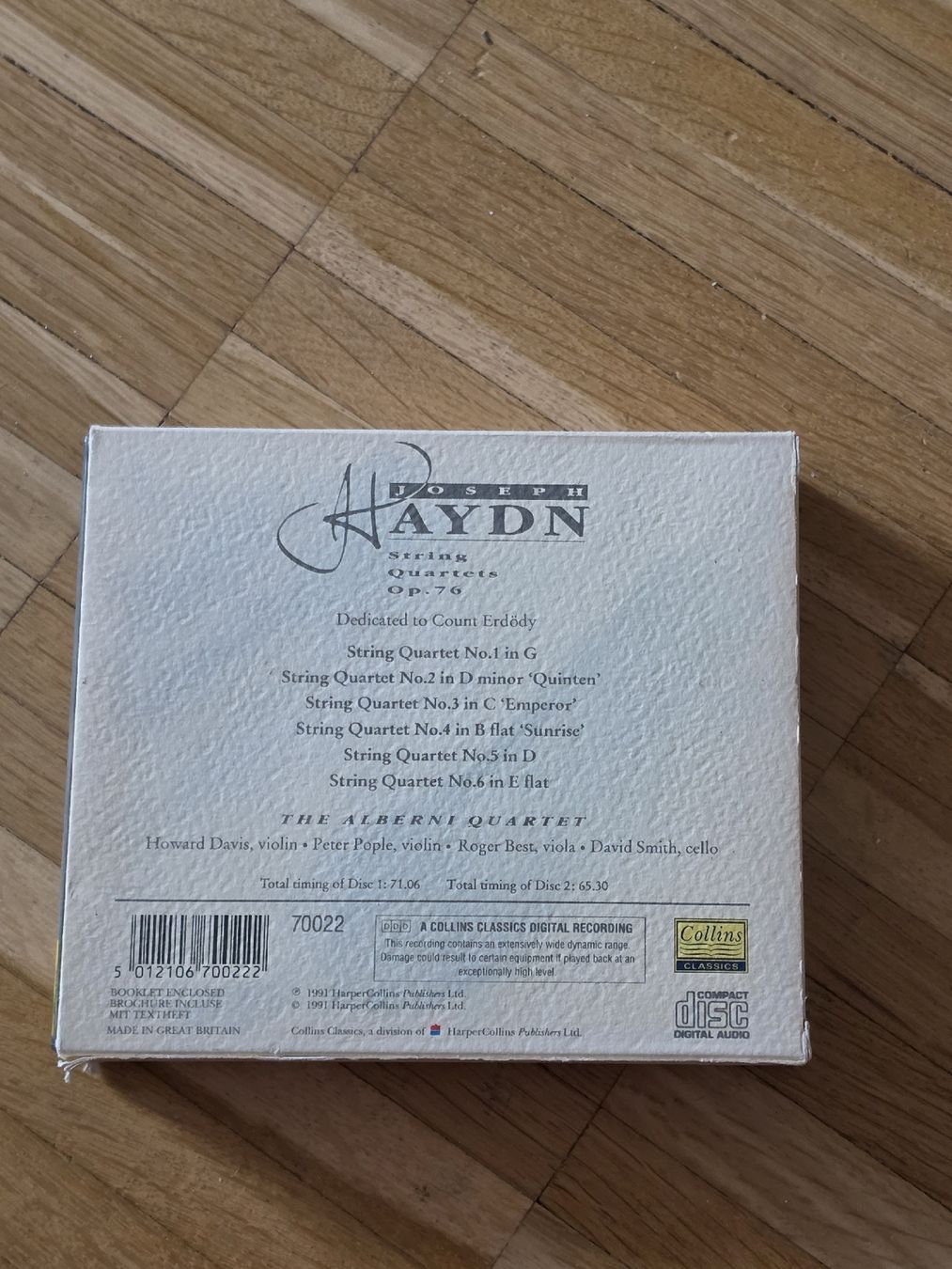 CD: Doppel-CDJoseph Haydn Streichquartette Op.76 Alberni Quartet – Usato da Aesch BL venduto da immon 1