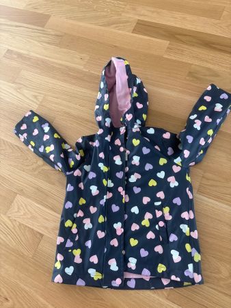 Rain jacket children dark blue heart pattern used condition