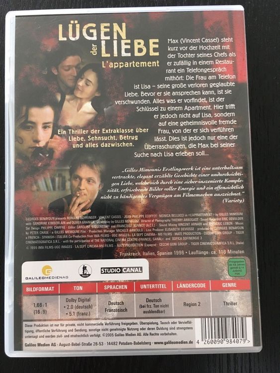 Lügen der Liebe - Dvd Cassel/Belucci | Kaufen auf Ricardo