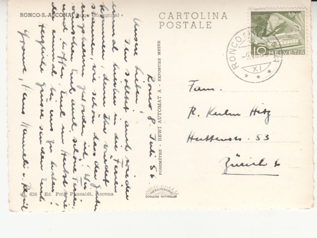 Cartes postales: Ronco 1956 – D'occasion à Bürglen TG par StampGraf 1