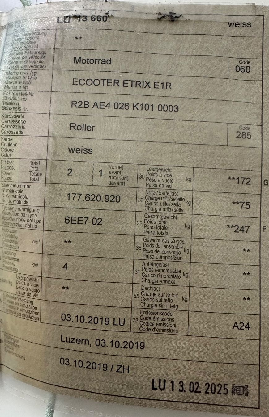 Strada: Elektro Roller  ETRIX E1R – Usato da Kriens venduto da barsto6147 6