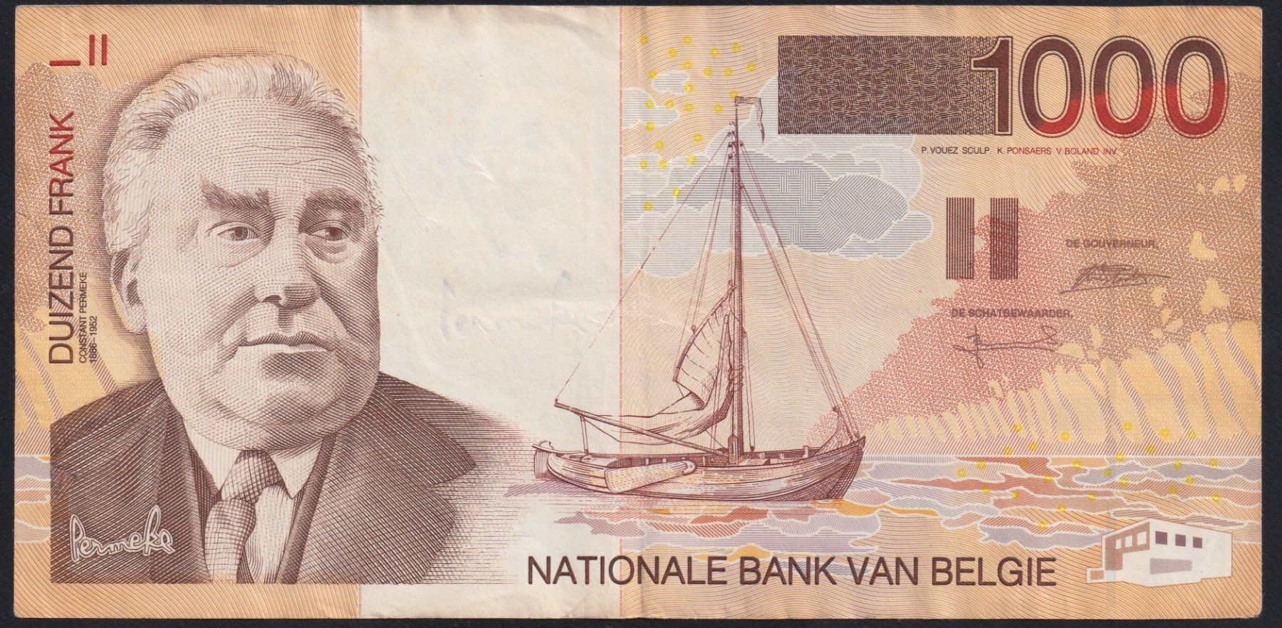 Banconote: Belgien 1000 Francs 1997 – Usato da Brugg AG venduto da banknoten_muesli