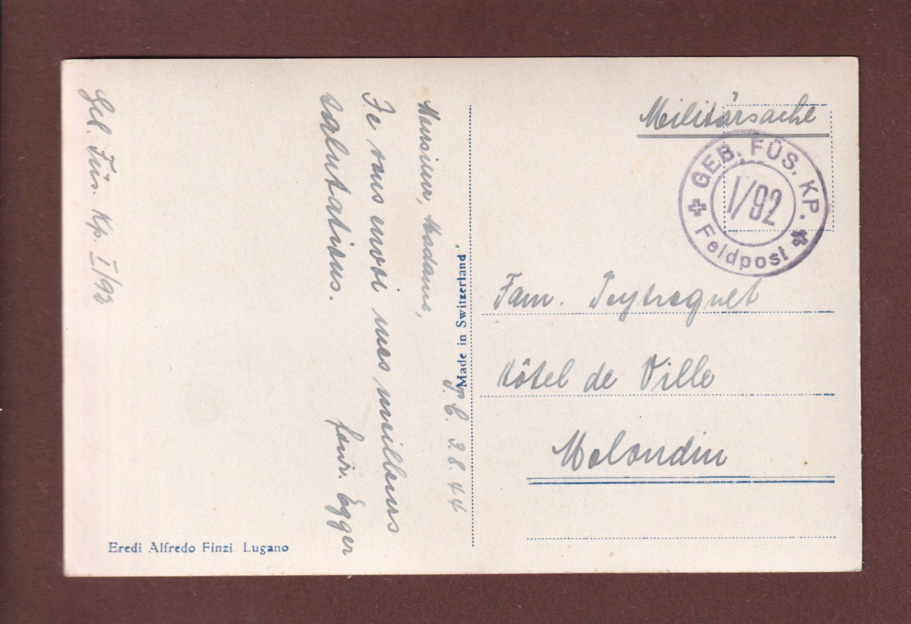 Ansichtskarten: PONTRESINA - 1944 Feldpost – Gebraucht aus Pully von nicecards-shop 1