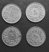 5 Rappen Schweiz 1953, 1955, 1957, 1958