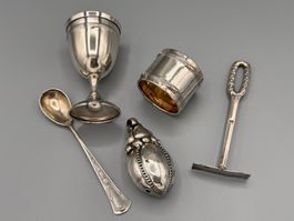 Antikes Art Déco Taufset Silber 1923 (5-teilig)– Originalbox