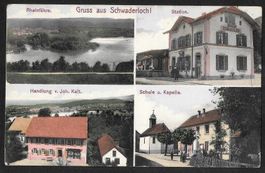 Schwaderloch 4 Bilder mit Bahnhof Handlung Kalt coloriert