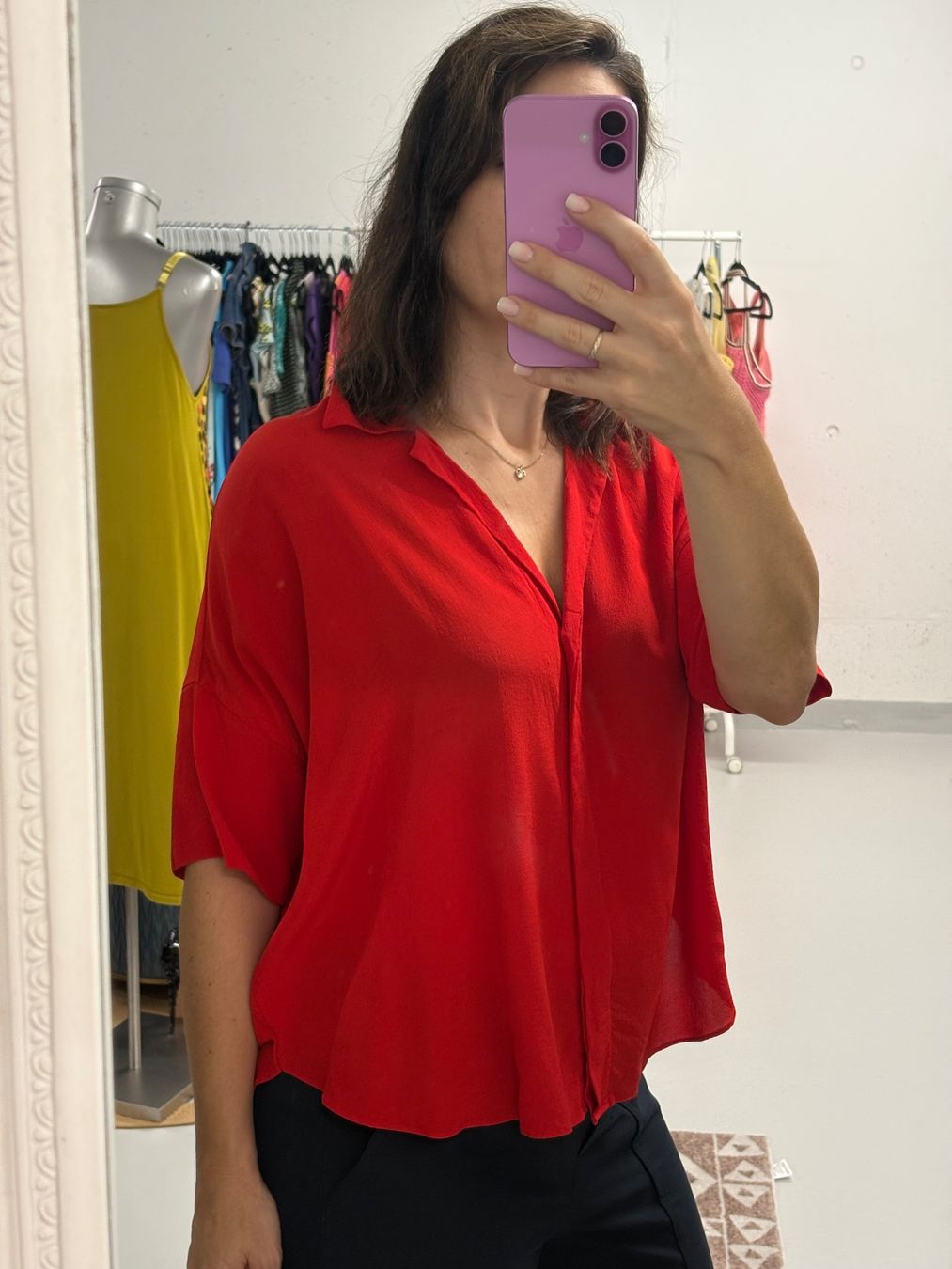 Etro Camicette: Etro oversize Seidenbluse rot Gr. 34-40 Kurzarm – Usato da Regensdorf venduto da secondchancefashion 1