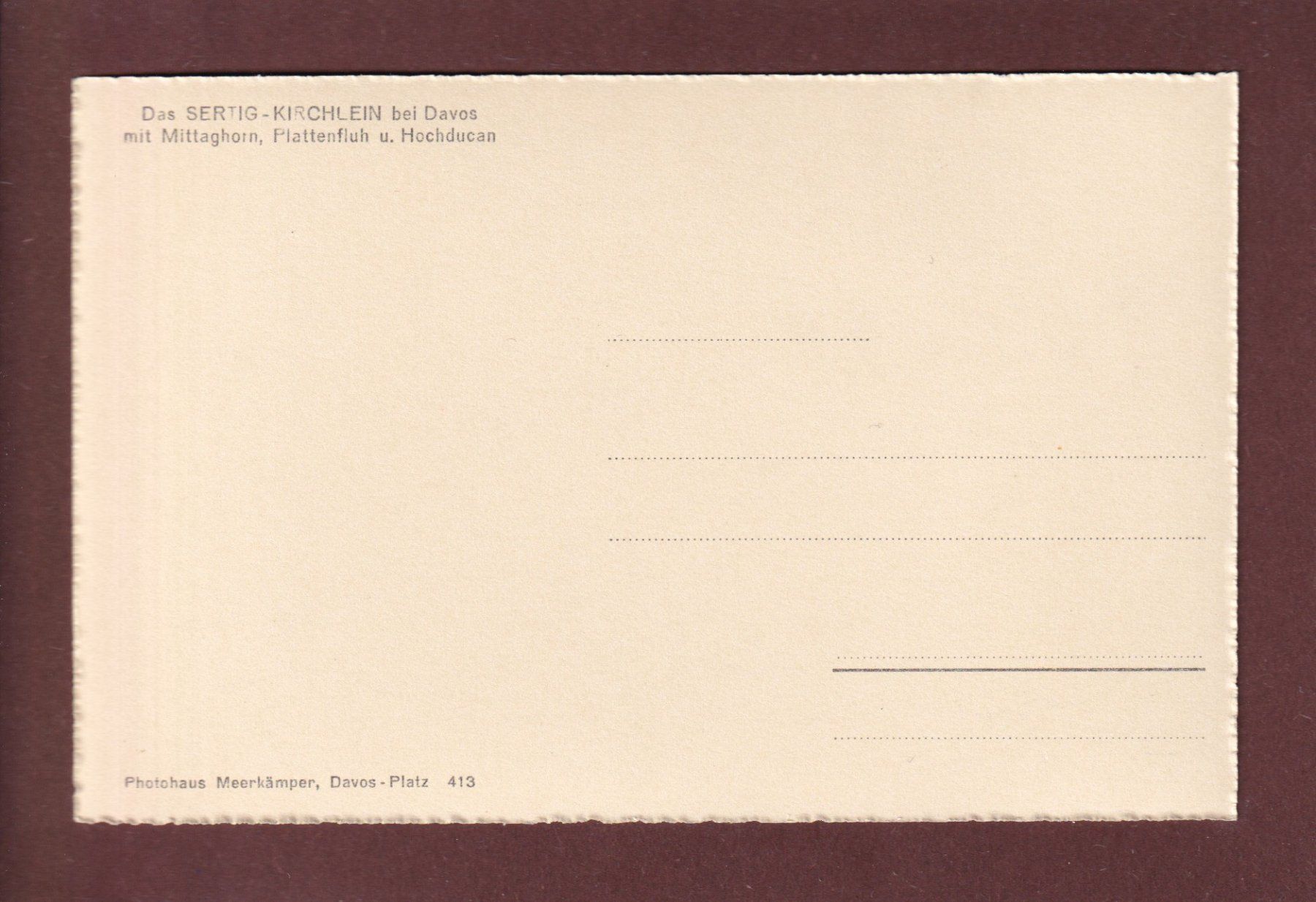 Cartoline postali: SERTIG-KIRCHLEIN bei Davos – Usato da Pully venduto da nicecards 1