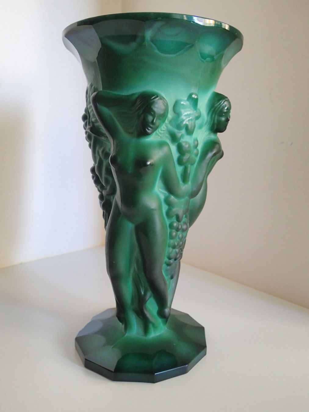 Vasi & Recipienti: VASE Malachitglas    Grösse   21 cm – Usato da Allschwil venduto da Salus17