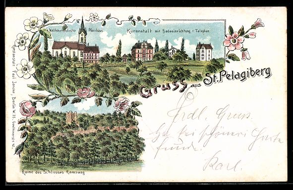 Cartoline postali: Litho St. Pelagiberg, Wallfahrtskirche u – Usato da Berlin venduto da bartko-reher