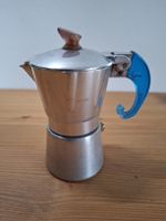 Espressokocher Aluminium mit blauem Griff 