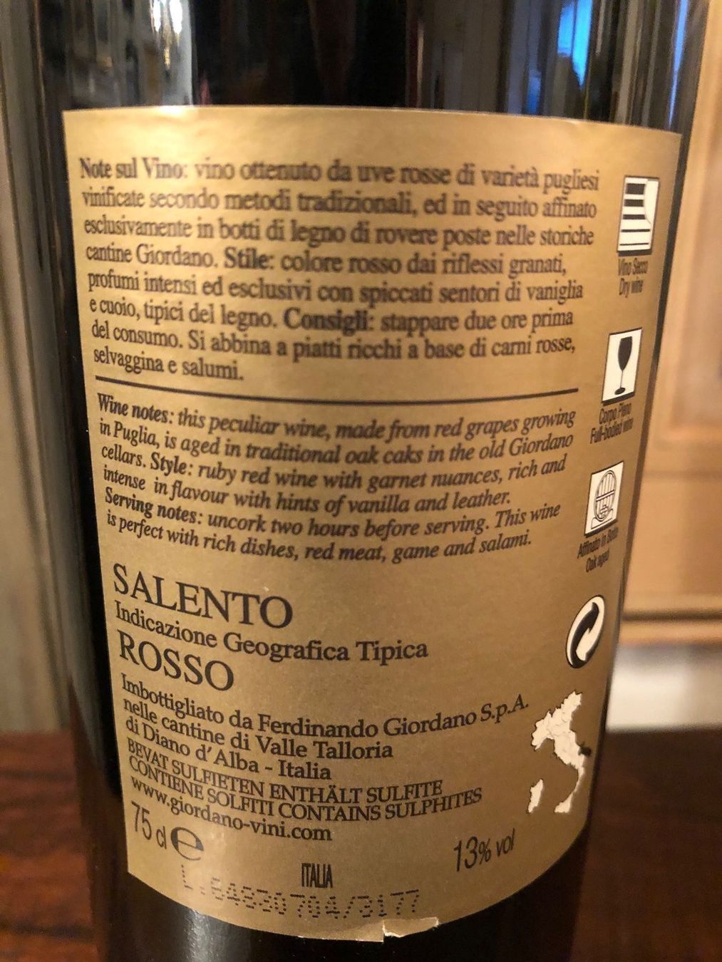 Vino: GIORDANO. Salento. Esclusivo Rosso. – Nuovo e nell'imballaggio originale da Wald ZH venduto da mlnt 4