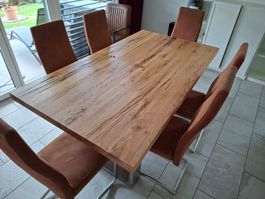 Massiver Esstisch aus Holz – 180 × 100 cm inkl. 6 Stühle
