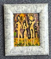 Hug A., Menschen, abstrakt surrealistisch, Marmorier-Technik