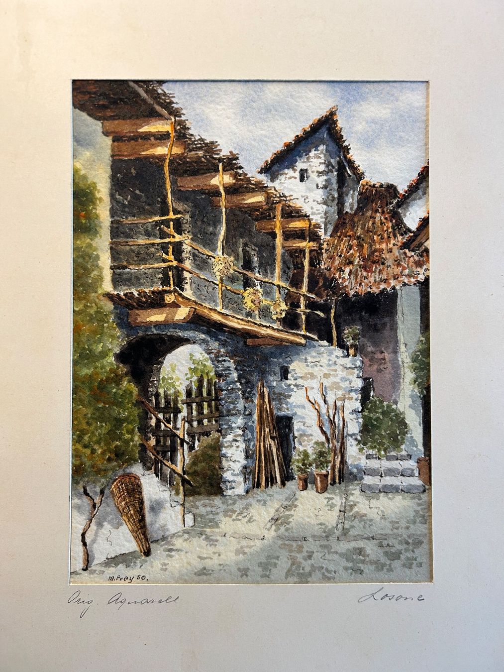 Dipinti: Aquarell "Losone" sig. M. Frey 50 – Usato da ossingen venduto da zin_9rqj