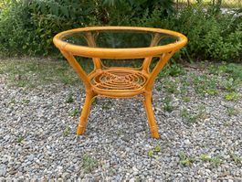 Vintage 60er / 70er Jahre Rattan Salontisch Couchtisch Boho