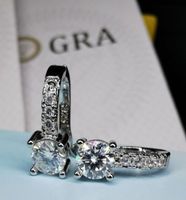 Boucles d'oreille argent avec diamants de moissanite de 1 ct