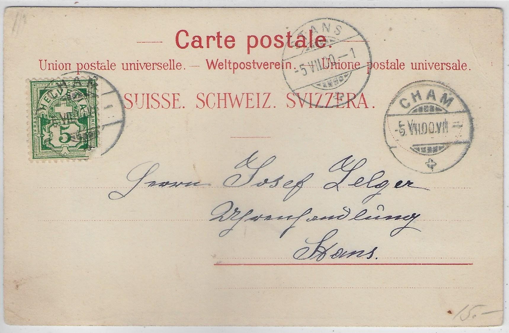 Ansichtskarten: Töchterinstitut Heiligkreuz Cham - Litho 1900 – Gebraucht aus Ettingen von Kartenplanet 1