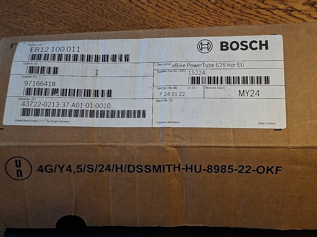 Bosch Batterie: Bosch PowerTube 625 Horizontal BBP3760 Akku – Nuovo e nell'imballaggio originale da Oberglatt ZH venduto da IOTA84