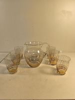 Vintage Glaskrug Set mit 6 Gläsern - Gold Design (SVN01)