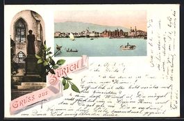 Zürich, Denkmal vor einer Kirche, Stadt