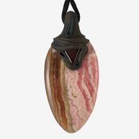 Rhodochrosit Anhänger mit zusätzlich eingefasstem Granat