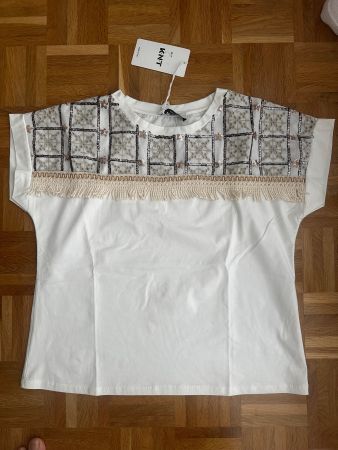 T-shirt KNT blanc brodé avec franges taille M KNT neuf