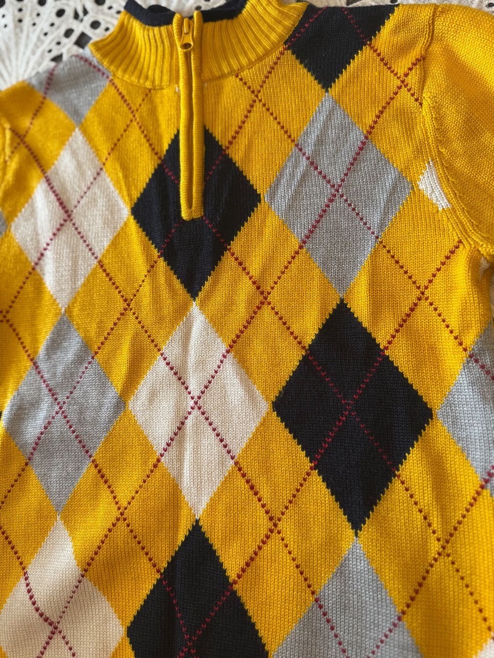 Pulls & Sweat-shirts: Vintage Strickpullover Gelb mit Argyle-Rautenmuster Gr S – D'occasion à Frenkendorf par Style365 7