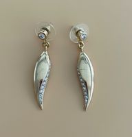 Elegant Silver Tone Earrings with Rhinestone Accents