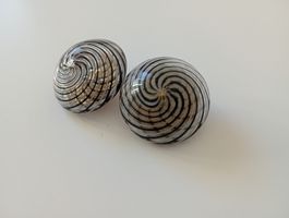 Vintage Murano Glas Ohrclips 925 Silber vergoldet Wirbel