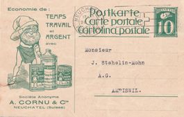 Neuchatel,illustrierte Postkarte mit Reklame Sigolin-1928