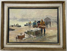 JOHN DAVID OELGEMÄLDE SIGNIERT MIT RAHMEN /DER FISCHMARKT