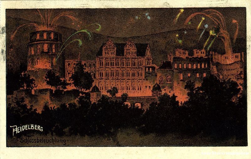 Cartoline postali: Heidelberg - Schlossbeleuchtung + 1922 – Usato da Emmenbrücke venduto da teestube