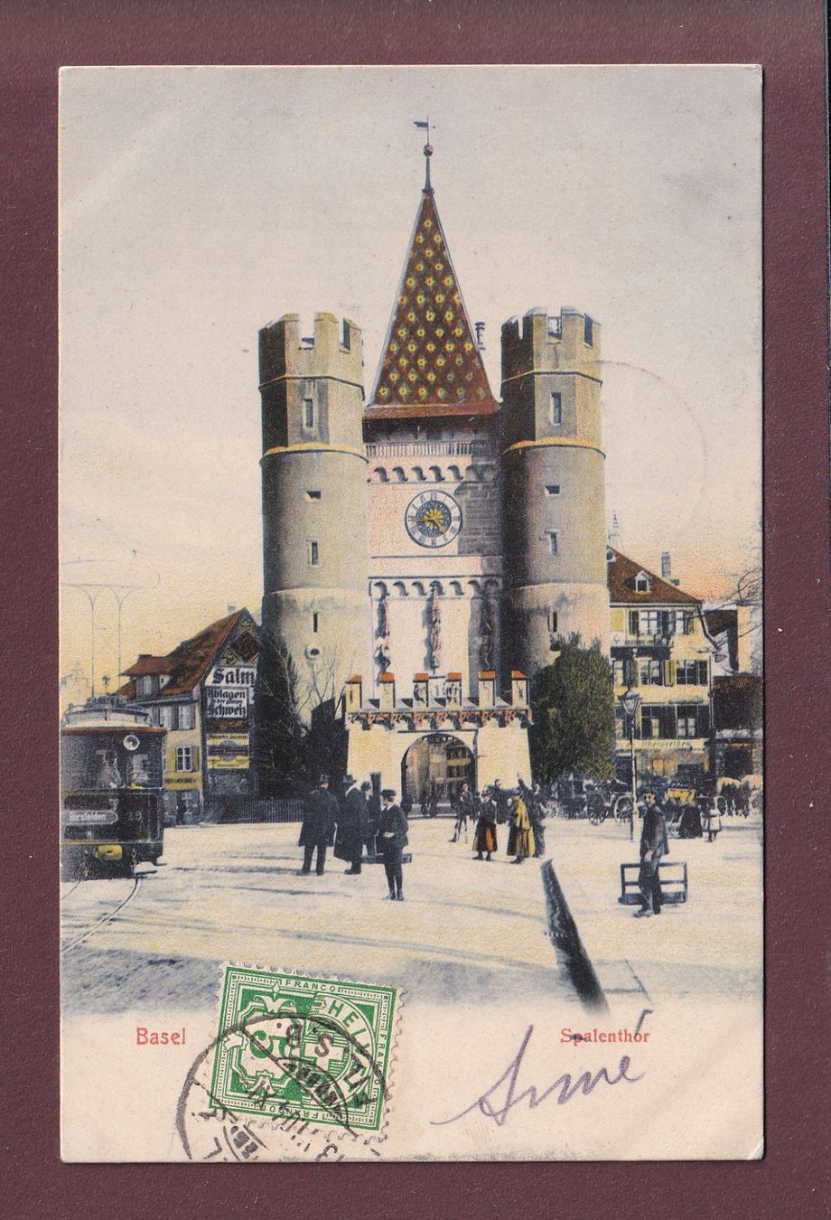 Cartoline postali: BASEL - Spalentor - Tram - 1904 – Usato da Pully venduto da nicecards