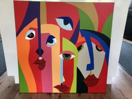 Abstrakte Kunst: Bunte Gesichter, modernes Design, Unikat 🎨