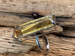 Silber Ring mit grossem Citrin, Gr.55