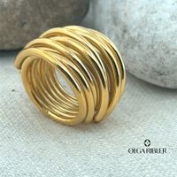 Edelstahl Ring gelbvergoldet  modern  Grösse 51