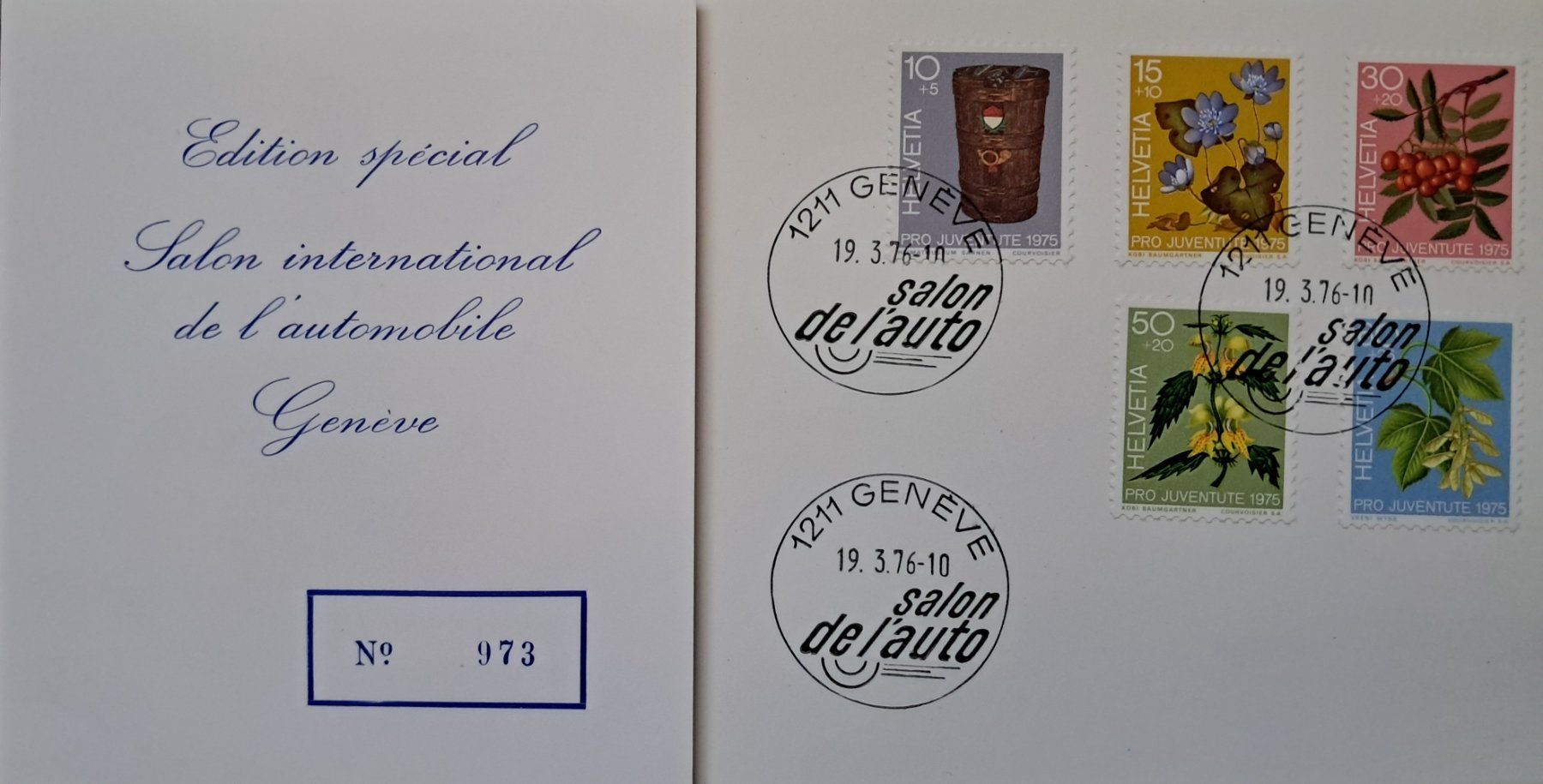 Tutti i francobolli: Salon Auto Genève 1976 - Edition Spéciale - Numérotée 973 – Nuovo (secondo la descrizione) da Cheseaux-sur-Lausanne venduto da cframuz
