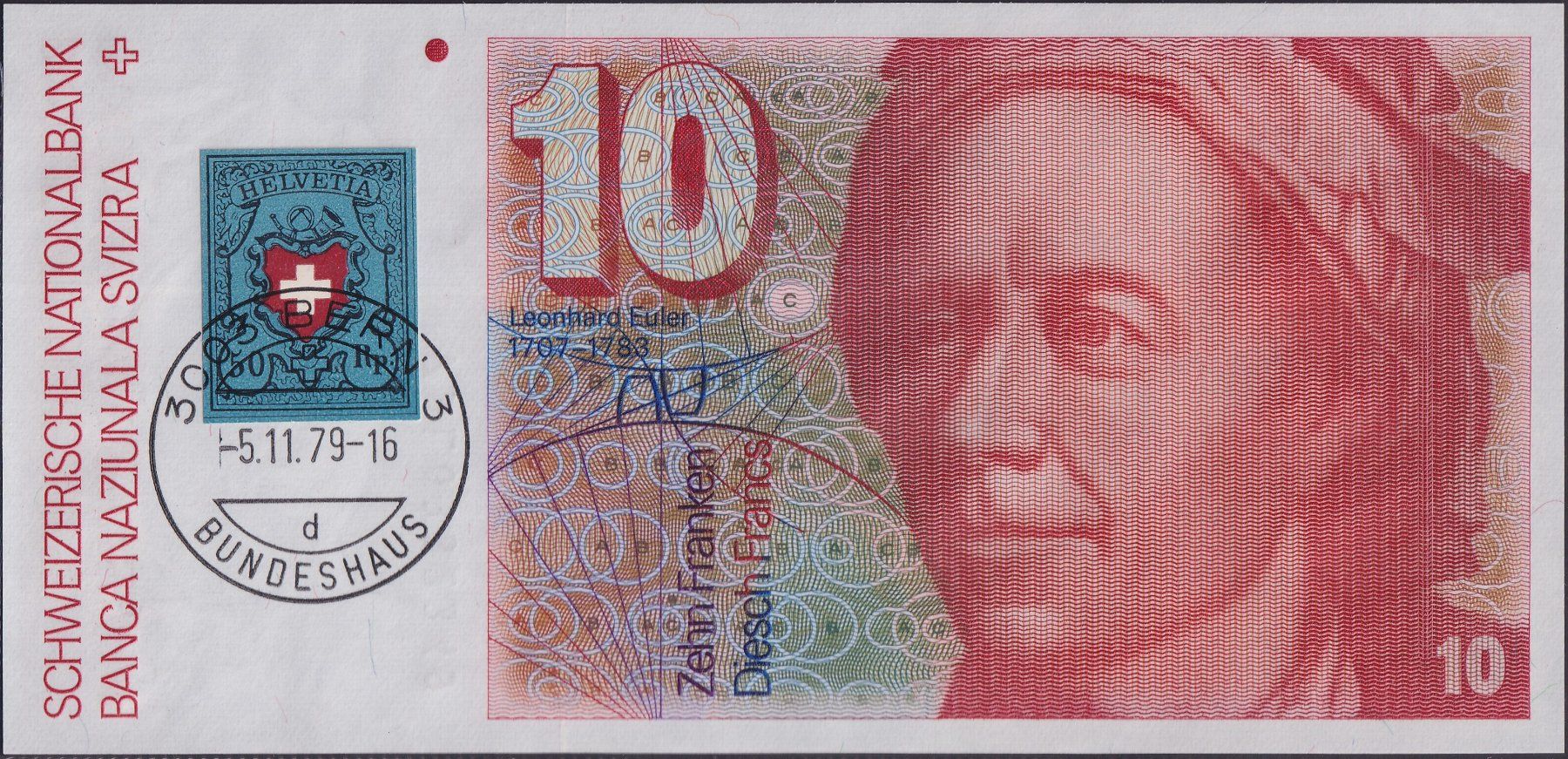 Banknoten: 1979, 10 Franken, Banknote "Leonhard Euler", bankfrisch ! – Gebraucht aus Sursee von Luzernerraute