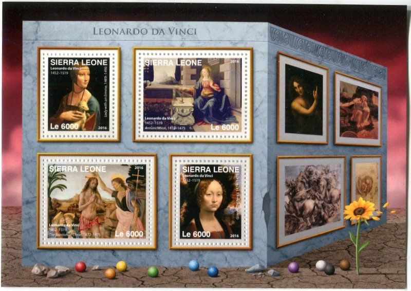 Tutti i francobolli: Block "Malerei. Leonardo da Vinci". Sierra Leone – Nuovo e nell'imballaggio originale da Basel venduto da Butsch5