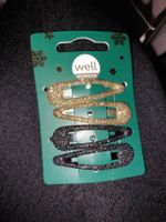 Glitzer Haarspangen Set, Gold & Schwarz, Neu