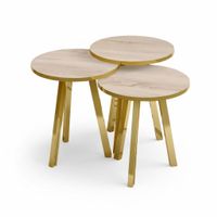 Elegantes braunes Couchtisch-Set aus Holz und Metall