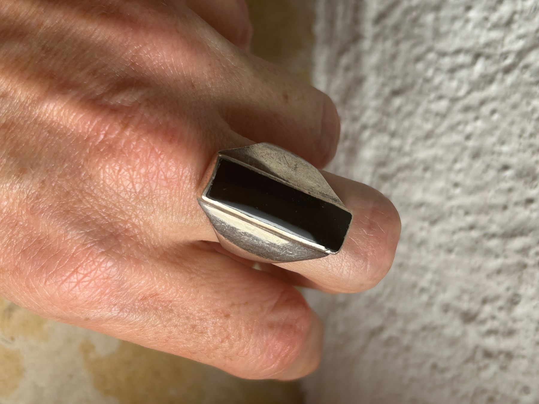 Anelli: Silberring mit ONYX rechteckig Grösse 59 – Usato da Dittingen venduto da Bellevista 3