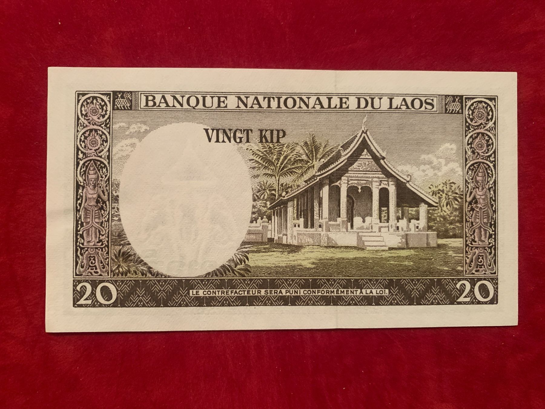 Banconote: LAOS - 20 Kip 1963 - Unzirkuliert / Non Circulé – Usato da Le Lignon venduto da Trikles 1
