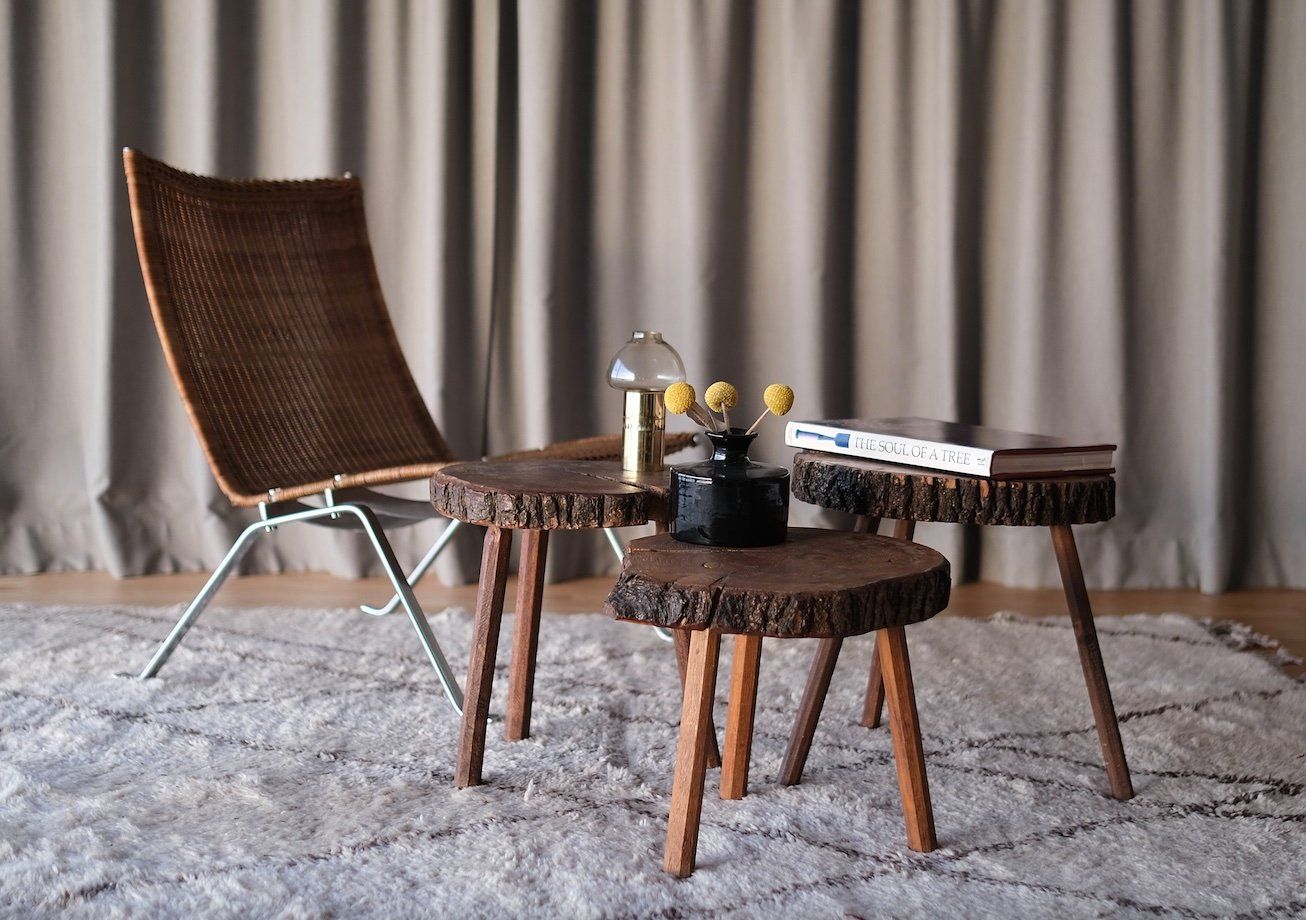 Tischset: 3 Beistelltische Rustic / Mid Century modern – Gebraucht aus Bern von Zmodern_VIN 5