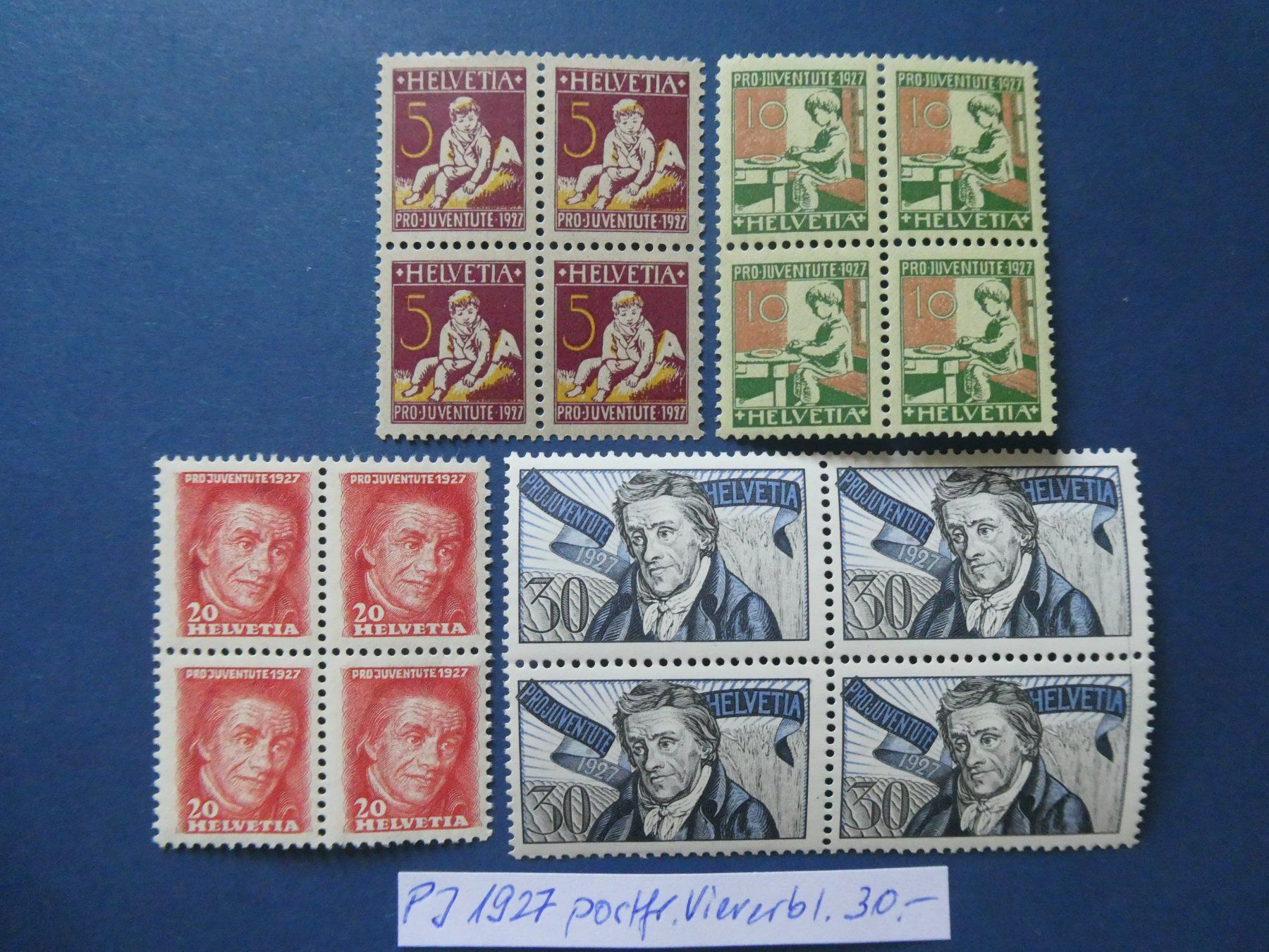 Tutti i francobolli: PJ 1927 postfrische ** Viererblöcke – Usato da Lausen venduto da Herbamare01