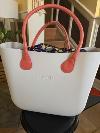 Sac à main O bag blanc avec anses corail bon état